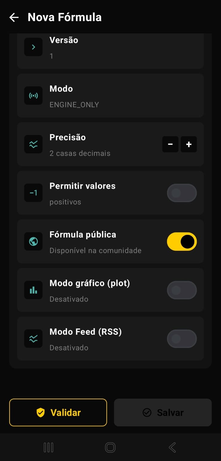 Exemplo — Fórmula pública para o marketplace